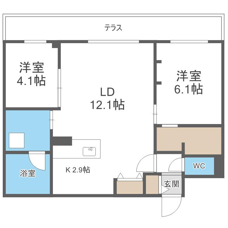 LIEN南郷13(2LDK/1階)の間取り写真
