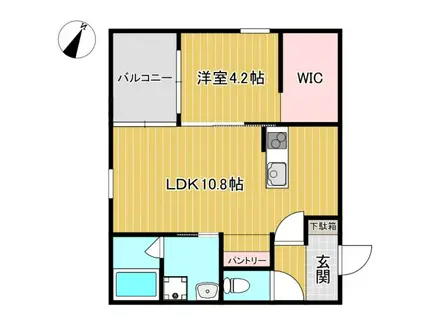 ソレイユ戸島(1LDK/2階)の間取り写真