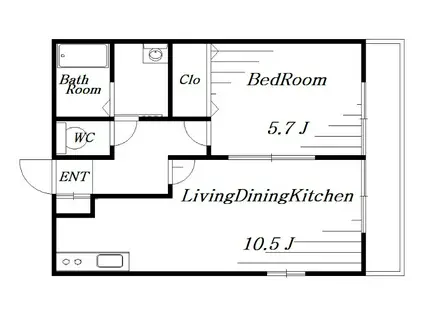 ベルヴィルII(1LDK/1階)の間取り写真
