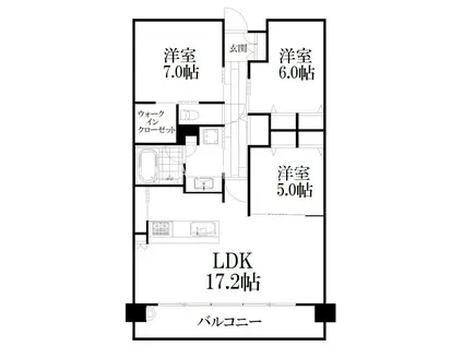 サーパス鴨江フォレストゲート(3LDK/6階)の間取り写真