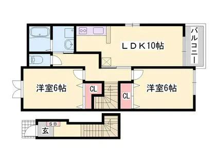 ヴィラ・ポポラーレII(2LDK/2階)の間取り写真