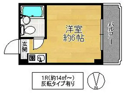 レアレア放出22番館(ワンルーム/5階)の間取り写真