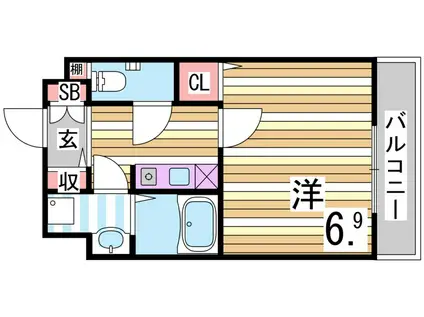 KAISEI神戸海岸通(1K/6階)の間取り写真