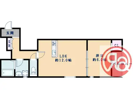 ハウスモメゾン大浜 B(1LDK/2階)の間取り写真
