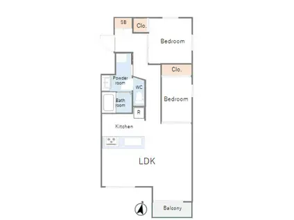 アーバングレイン親水公園(2LDK/3階)の間取り写真
