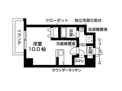 レスぺランス西小路(ワンルーム/1階)の間取り写真