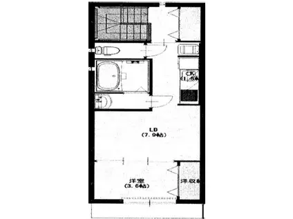 エクスイート夙川(1LDK/2階)の間取り写真