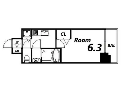 プレサンスKOBEグレンツ(1K/13階)の間取り写真