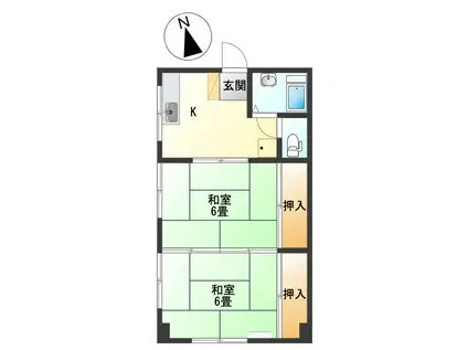 コーポラス大手門(2K/1階)の間取り写真