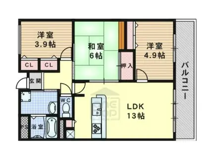 コジ―プレース(3LDK/3階)の間取り写真