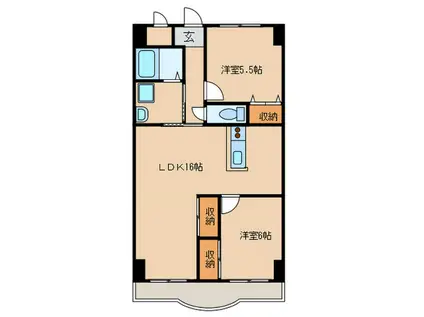 天神山マンションⅠ号館(2LDK/4階)の間取り写真