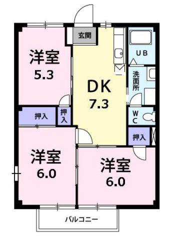 ニューシティ戸田谷(3DK/2階)の間取り写真