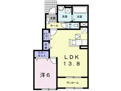 サンリット平原 II(1LDK/1階)の間取り写真
