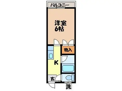 ラブリー II(1K/1階)の間取り写真