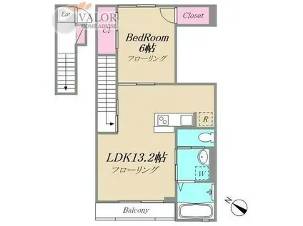 メルヴェーュ町田(1LDK/2階)の間取り写真