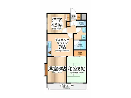 メゾンカメリア(3DK/4階)の間取り写真