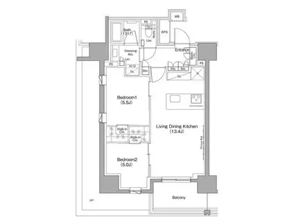ザ・パークハビオ滝野川(2LDK/6階)の間取り写真