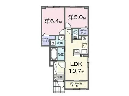 リバティ II(2LDK/1階)の間取り写真
