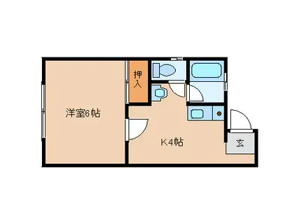 尼崎パールハイツ(1K/3階)の間取り写真