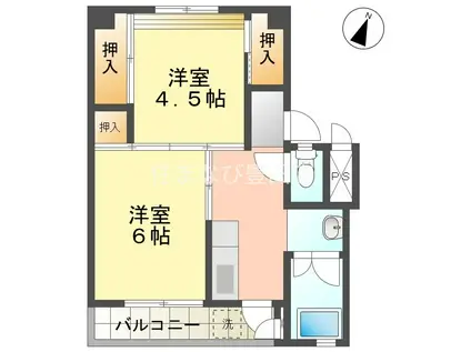 ビレッジハウス田中第二(2K/2階)の間取り写真