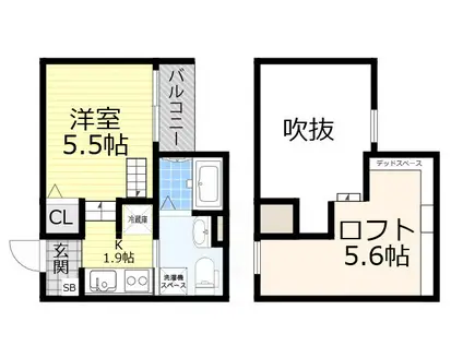 ラヴィータ御崎(ワンルーム/2階)の間取り写真