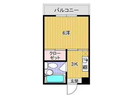 コーポ東向山(1K/2階)の間取り写真