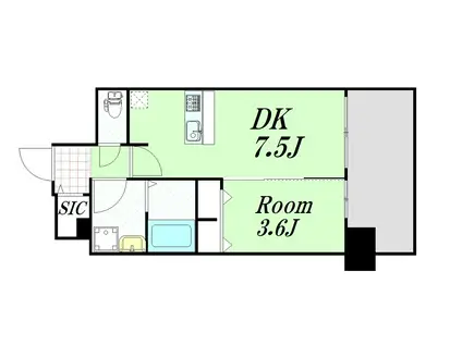 レジュールアッシュOSAKAGATEWAY(1DK/12階)の間取り写真