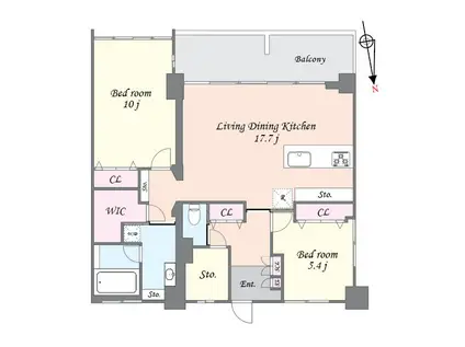 中央マンション(2SLDK/10階)の間取り写真