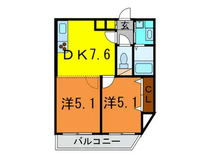 ロイヤルヒル神戸三宮II(2DK/10階)の間取り写真