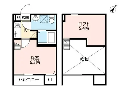 ドリームライン(1K/1階)の間取り写真