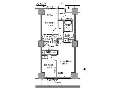 PARK AXIS 豊洲(2LDK/15階)の間取り写真