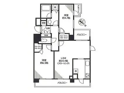 茗荷谷パーク・ホームズ(2LDK/4階)の間取り写真