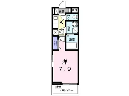 グラスフィールド(1K/1階)の間取り写真