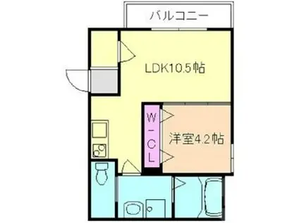 ランコントル江坂(1LDK/2階)の間取り写真