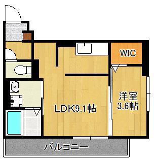 トレス城野貮番館(1LDK/2階)の間取り写真