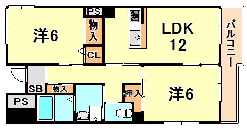 CASAベラヴィスタ福田(2LDK/4階)の間取り写真