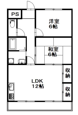 ビューハイツM(2LDK/1階)の間取り写真