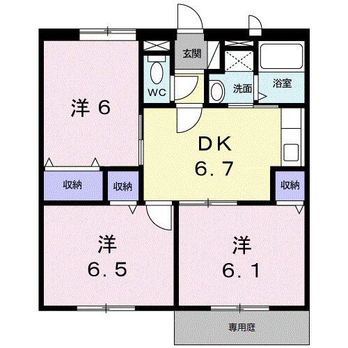 カーサフェリスB(3DK/1階)の間取り写真