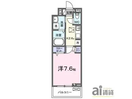 ヴィラ かすみ(1K/1階)の間取り写真