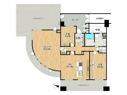 サンメゾン中之島南ルミエール(2LDK/12階)の間取り写真