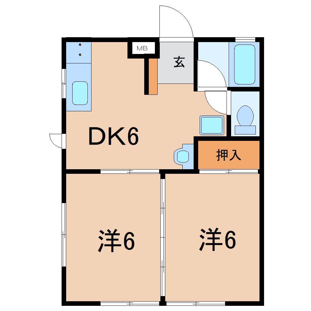 カールヘルム(2DK/1階)の間取り写真