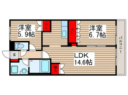 フォレストヴィラII(2LDK/2階)の間取り写真