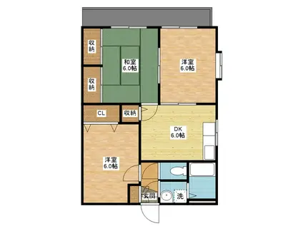 ベルメゾン(3DK/3階)の間取り写真