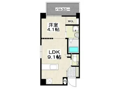 ウィル久茂地(1LDK/4階)の間取り写真