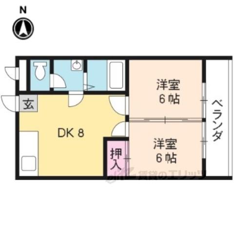 マイシティ北山(2LDK/3階)の間取り写真