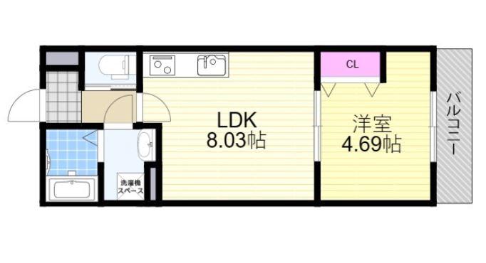 プレシャス大桐(1LDK/2階)の間取り写真