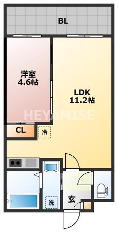 SGB浜町(1LDK/4階)の間取り写真