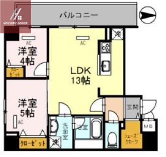 ラベール森ノ宮(2LDK/4階)の間取り写真