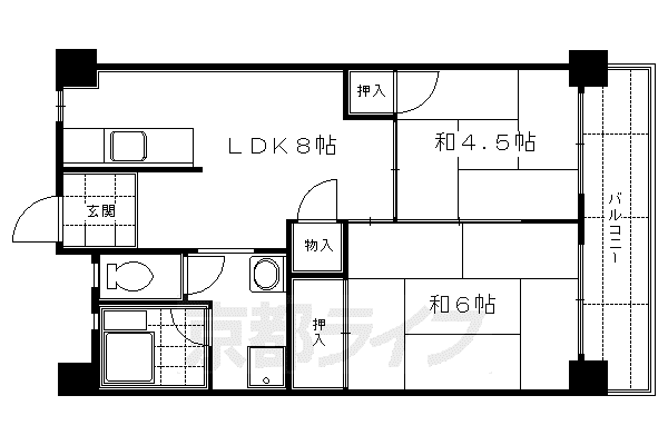 豊和マンション稲荷(2LDK/3階)の間取り写真
