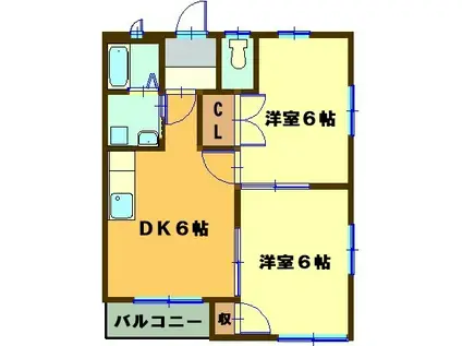 プチエムロード(2DK/2階)の間取り写真